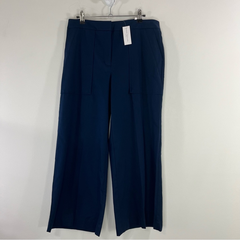 Ann Taylor Factory Woman’s Navy The Wide Leg Crop Pants Porkchop Pockets Size 6 - Picture 8 of 11